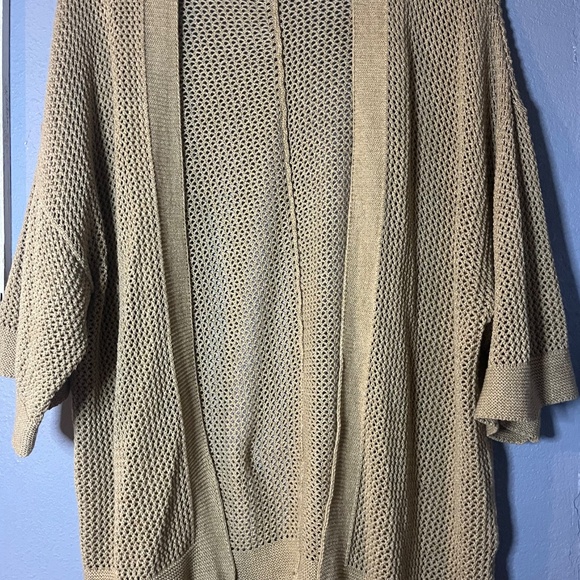 Ralph Lauren Jeans Co. LAL Long Open Fringe Cardigan Women’s XL Crochet Tan - Picture 3 of 8